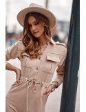 Lässiger Damen-Overall mit Kragen, Beige FI673 – Online-Shop – Boutique